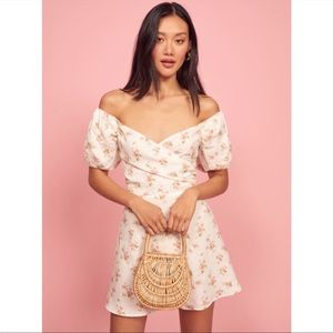 Reformation bowie white linen floral dress in Mildred
